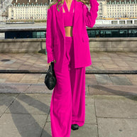 Damen Mode Set mit weitem Blazer und cropped Top WW