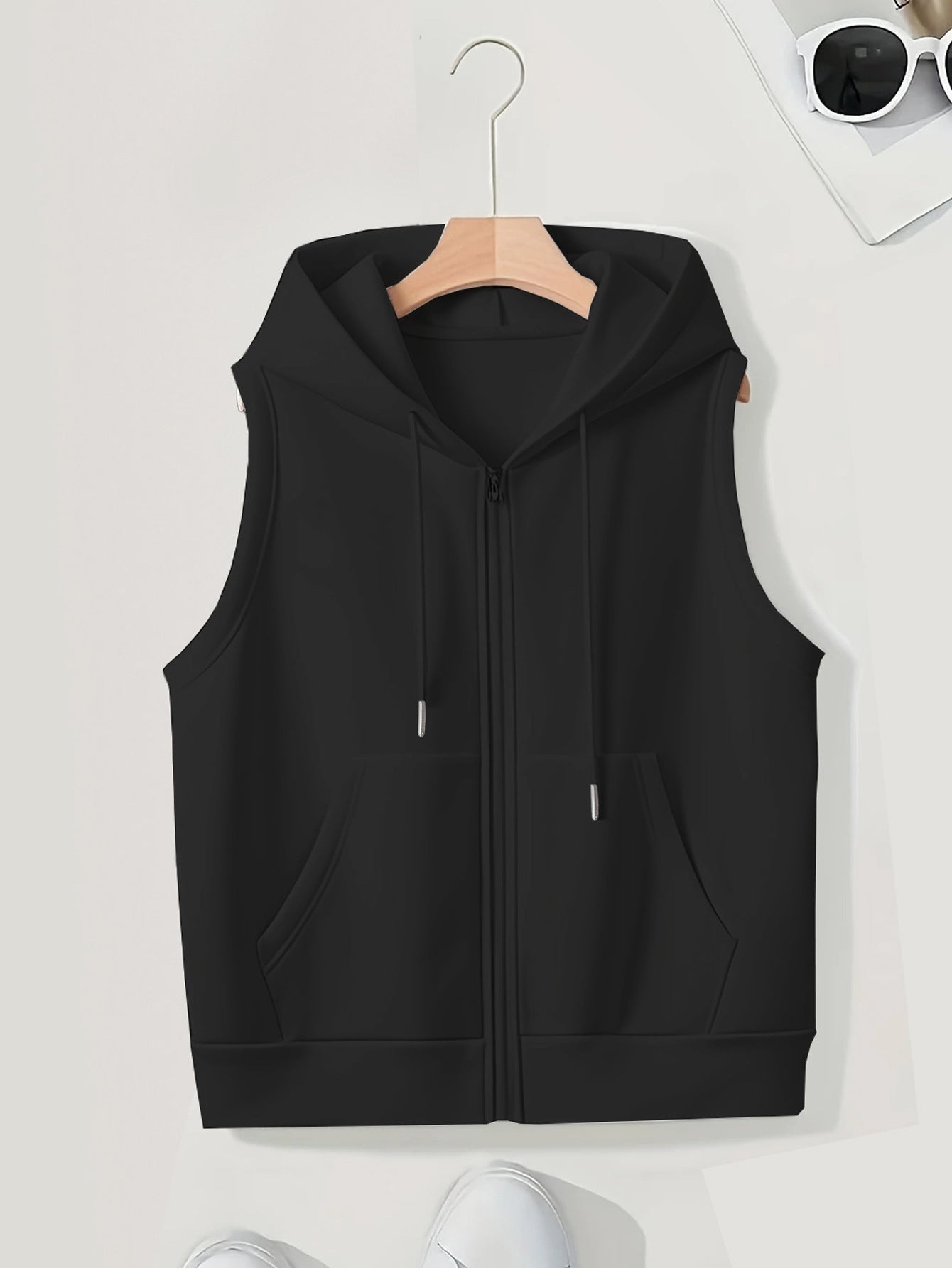 Damen sportliche Kapuzenweste mit durchgehendem Reißverschluss und praktischen Taschen WW