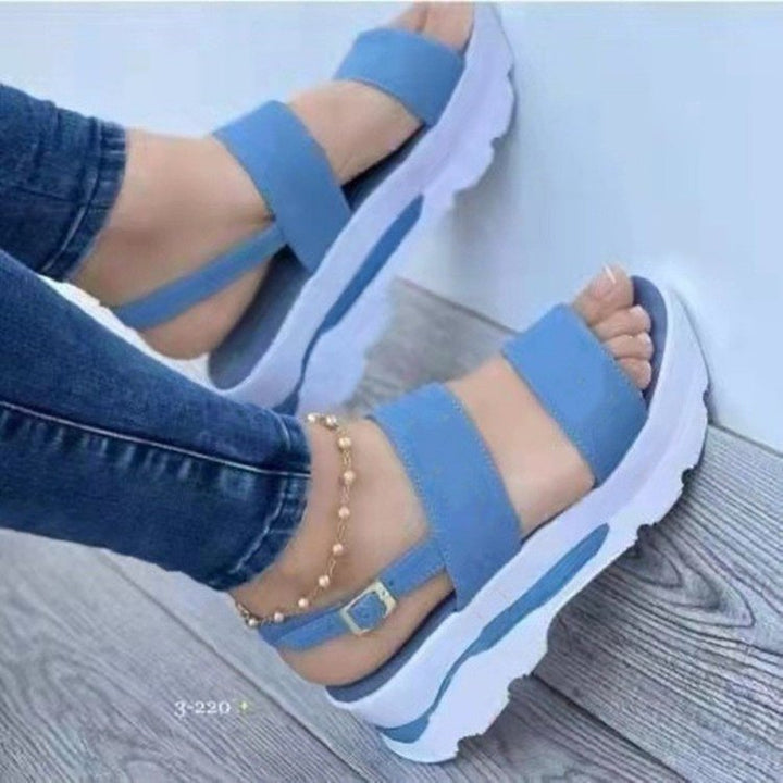 Damen Plateau-Sandalen mit elastischem Riemen und rutschfester Sohle W&W Mode