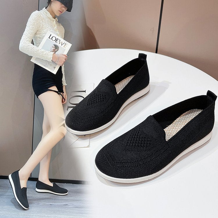 Damen bequeme Slip-On Sneakers mit atmungsaktiver Strick-Oberfläche W&W