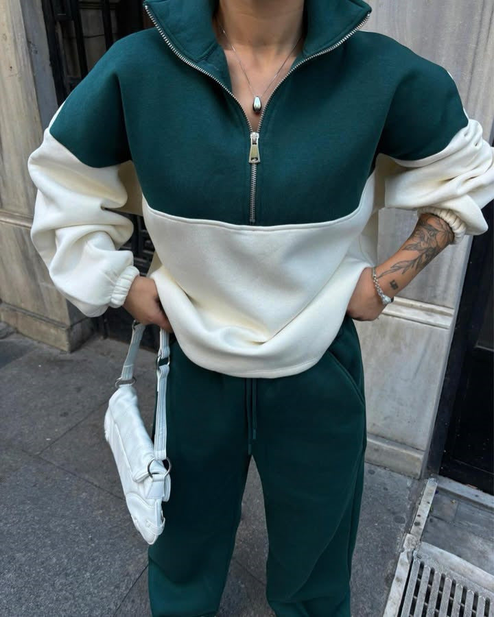 Damen Relaxed-Fit Sweatshirt und komfortable Sporthose Set WW