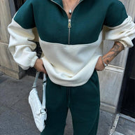 Damen Relaxed-Fit Sweatshirt und komfortable Sporthose Set WW