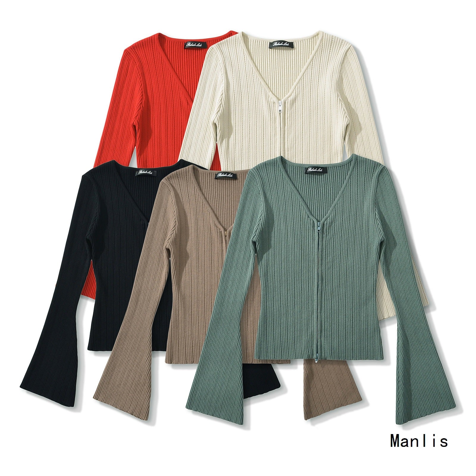 Damen Strickoberteil mit tiefem V-Ausschnitt und Zip-Verschluss WW
