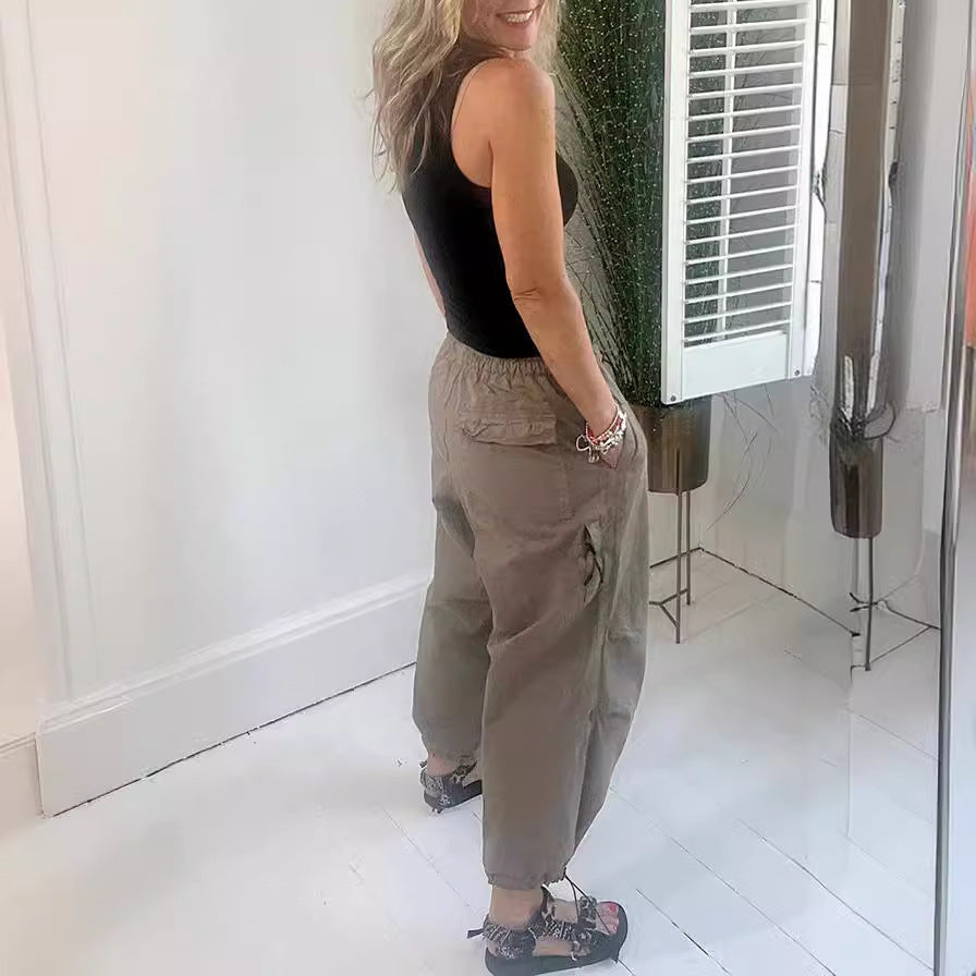 Damen lässige Bundfaltenhose aus atmungsaktivem Material WW