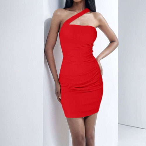 Damen Minikleid mit asymmetrischem Design und gerafftem Oberteil W&W Mode