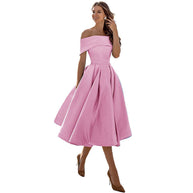 WW | Vielseitiges Trägerloses Satin-Kleid Für Partys