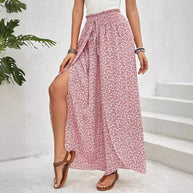 Damen weite Sommerhose mit elastischem Bund und floralem Design WW