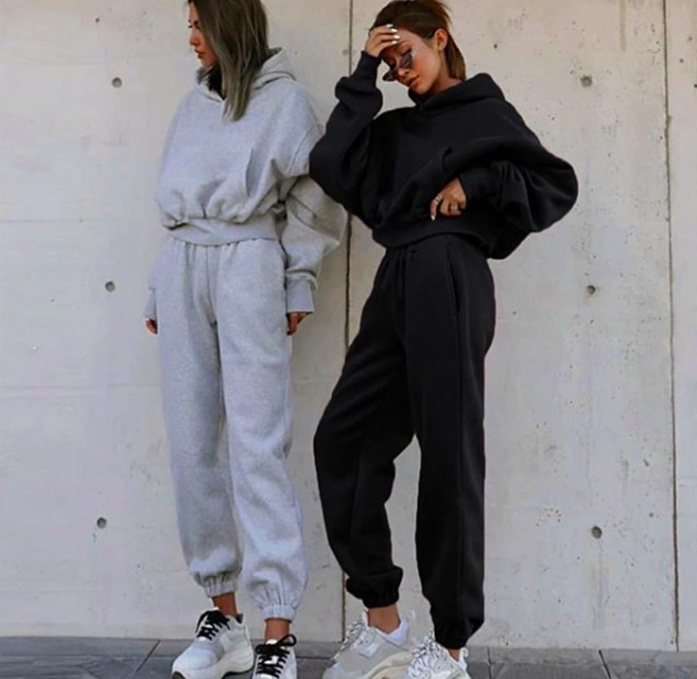 Damen Fleece-Jogginganzug mit Oversized-Hoodie und elastischem Bund WW
