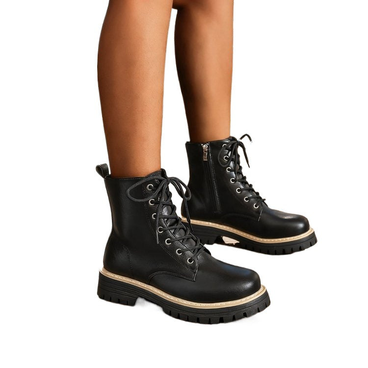 Damen Stiefeletten aus hochwertigem Leder mit robustem Profil und modischen Details WW