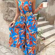 Damen Jumpsuit mit festlichem Blätterdesign WW