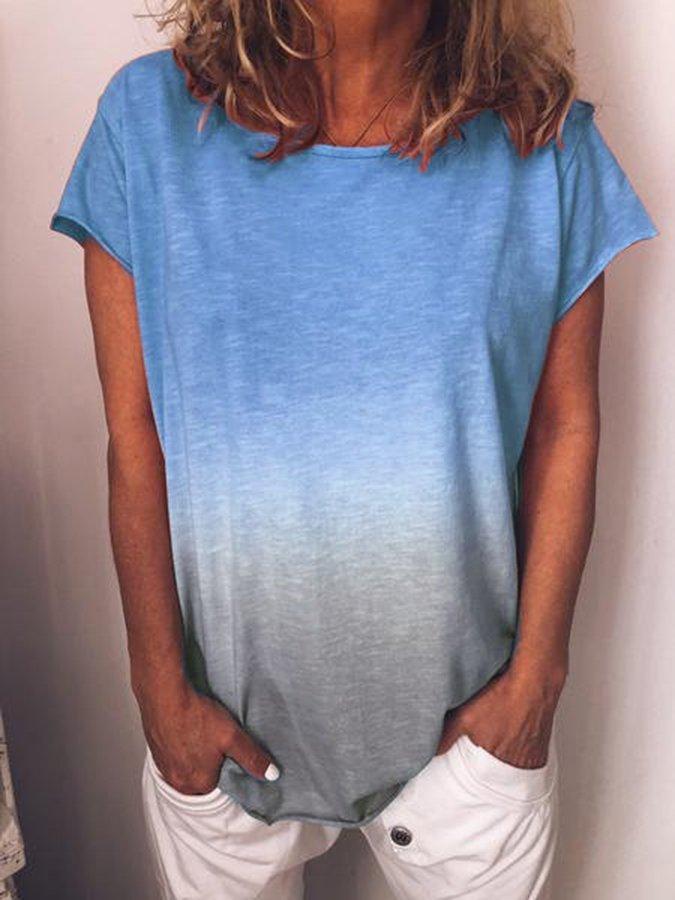 W&W Mode | Gradient-Druck Bunt V-Ausschnitt T-Shirt