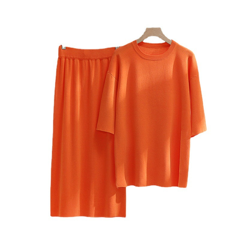 Damen stilvolles Strickset mit lässigem Schnitt und seitlichem Schlitz WW