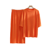 Damen stilvolles Strickset mit lässigem Schnitt und seitlichem Schlitz WW