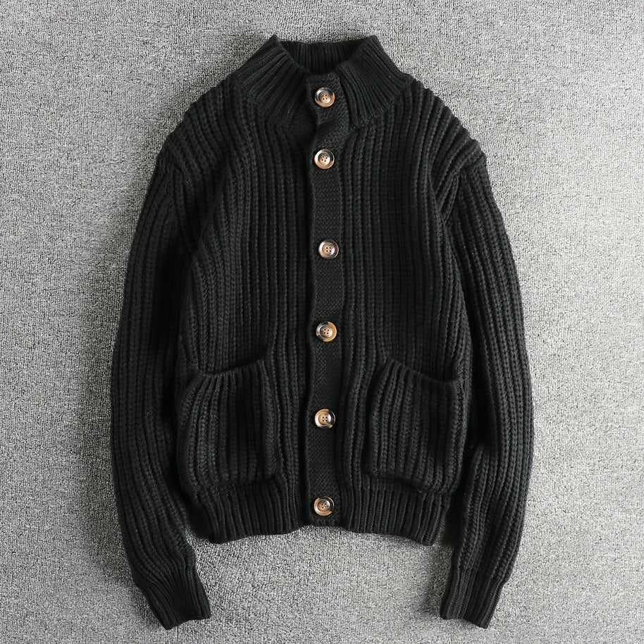 Damen Strickjacke mit großen Taschen und Knopfverschluss WW
