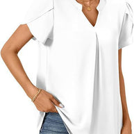 Damen Bluse mit eleganter V-Ausschnitt-Detail und leichten Puffärmeln WW