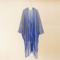 Damen Fransen-Kimono aus transparenter, luftiger Struktur WW