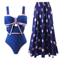 Damen Retro Badeanzug mit gepolstertem Oberteil und passendem Rock WW