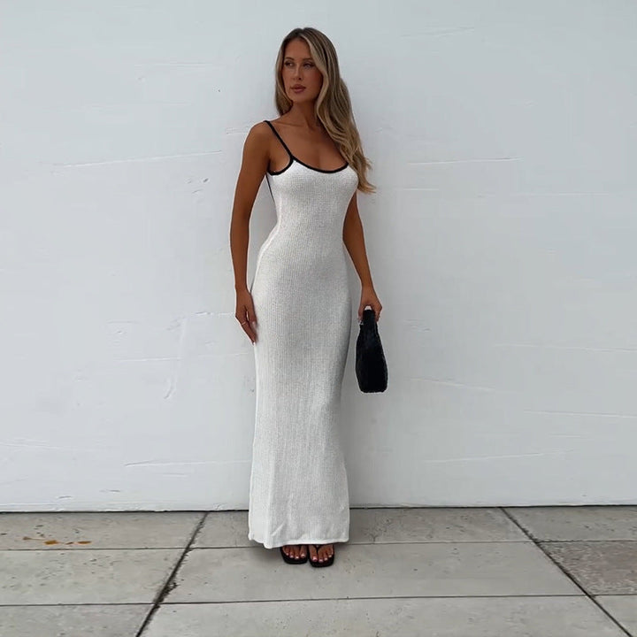 Damen figurbetontes Maxikleid mit feinem Rippstruktur-Design W&W Mode