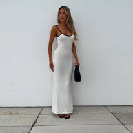 Damen figurbetontes Maxikleid mit feinem Rippstruktur-Design W&W