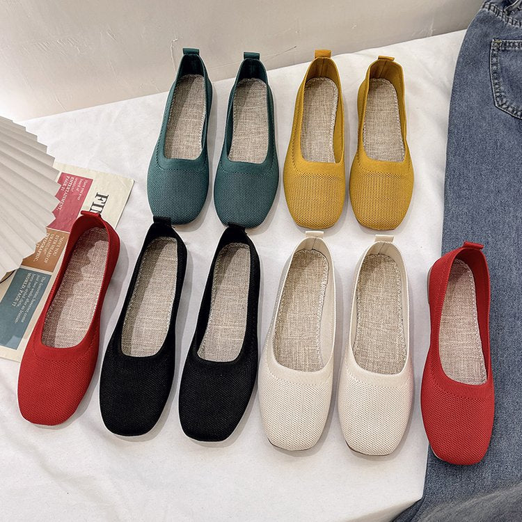 Damen Bequeme Slip-On Ballerinas mit atmungsaktiver Obermaterialstruktur W&W
