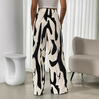 Damen weite Plisseehose mit elastischem Bund und modischem Muster WW