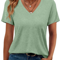 Damen V-Ausschnitt T-Shirt aus weichem Single Jersey WW