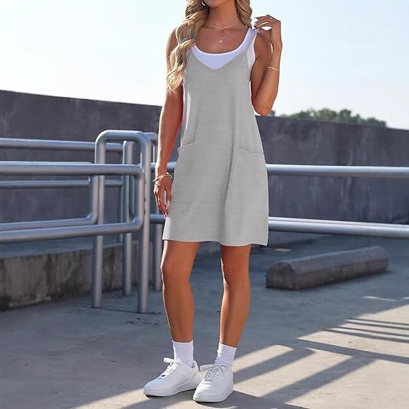 Damen Freizeitkleid mit praktischen Taschen und lockerem Schnitt W&W Mode