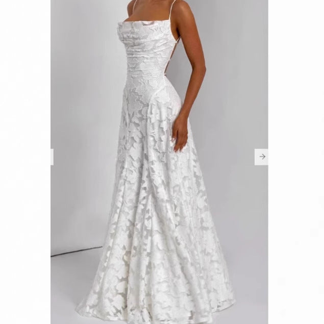 Damen Elegante Spitze A-Linie Abendkleid WW