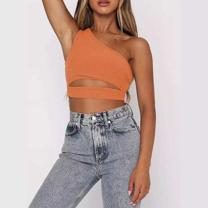 Damen Crop-Top mit asymmetrischem Design und Cut-Out-Details W&W Mode