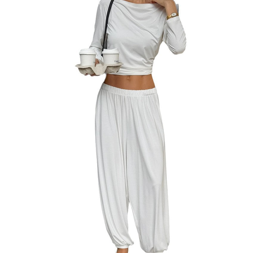 Damen Bequemes Lounge-Set aus locker sitzendem Oberteil und harem-artiger Hose WW