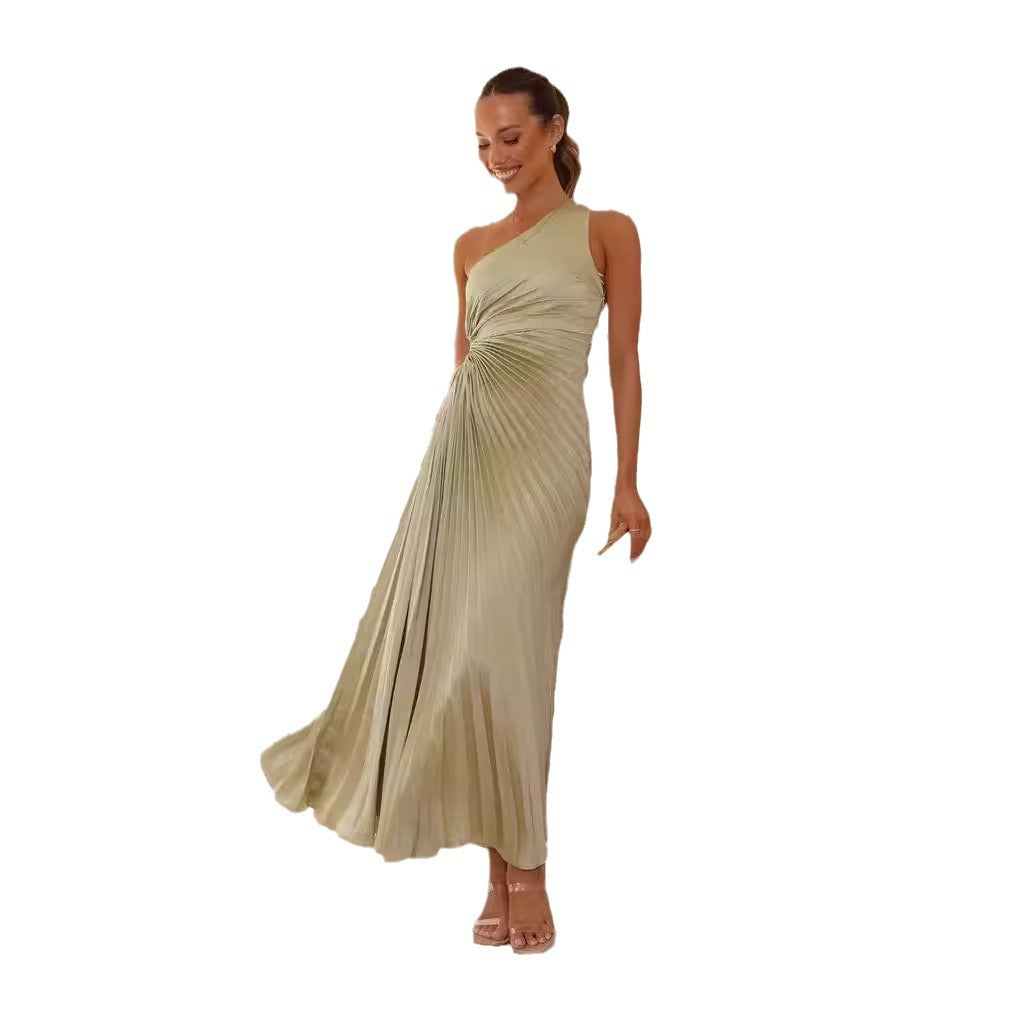 Damen Maxikleid mit raffiniertem Faltenwurf und asymmetrischem Design WW