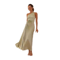 Damen Maxikleid mit raffiniertem Faltenwurf und asymmetrischem Design WW