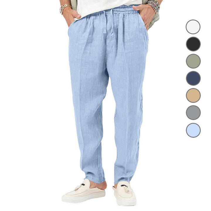 Herren Leichte Leinenhose mit elastischem Bund und praktischen Eingrifftaschen W&W Mode