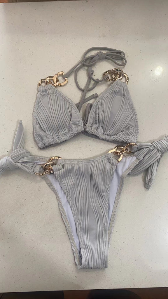 Damen Triangel-Bikini mit eleganten Kettendetails WW
