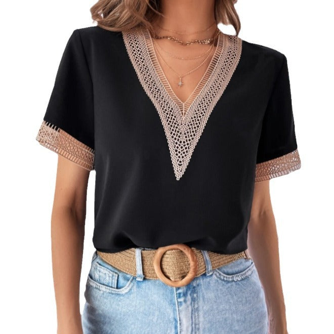 Damen Bluse mit filetartigen Verzierungen WW