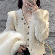 Damen Strickjacke mit dekorativen Knopfdetails WW