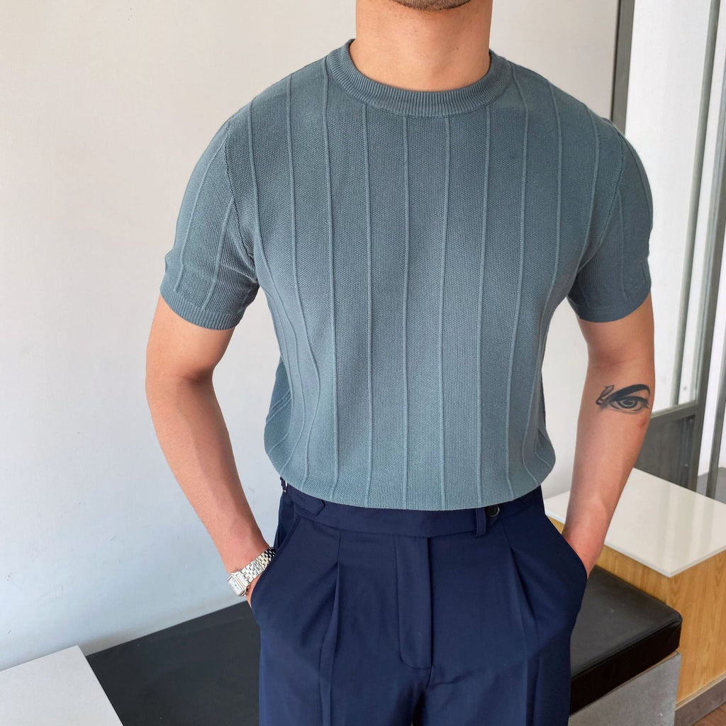 WW | Kurzärmliges Gestreiftes Strickpolo Für Herren