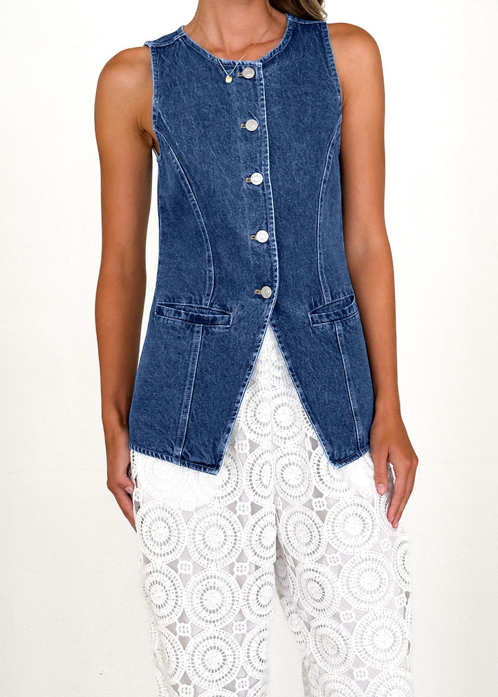Damen Denim-Hemdjacke mit modernem Schnitt und Knopfdetails W&W Mode