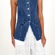 Damen Denim-Hemdjacke mit modernem Schnitt und Knopfdetails WW