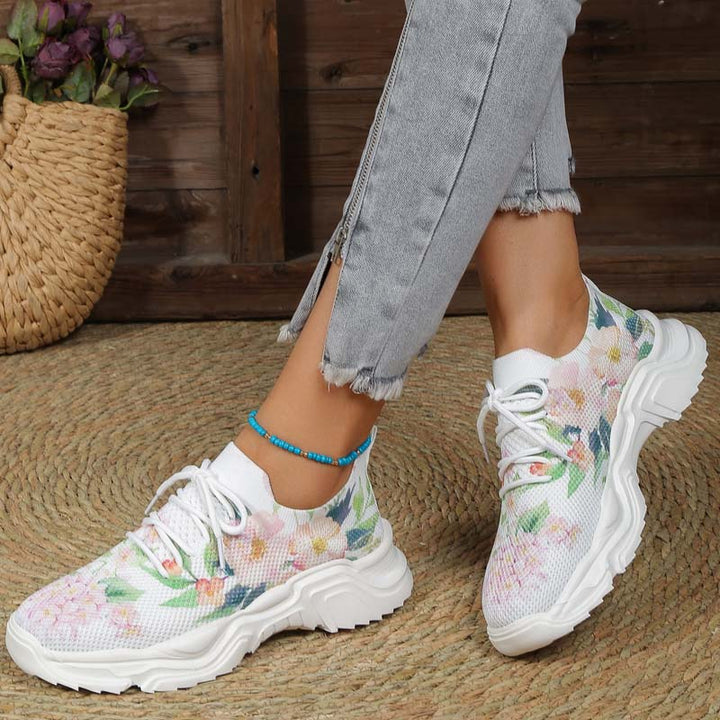 W&W Mode | Breite Sneaker Mit Blumenmuster Für Damen