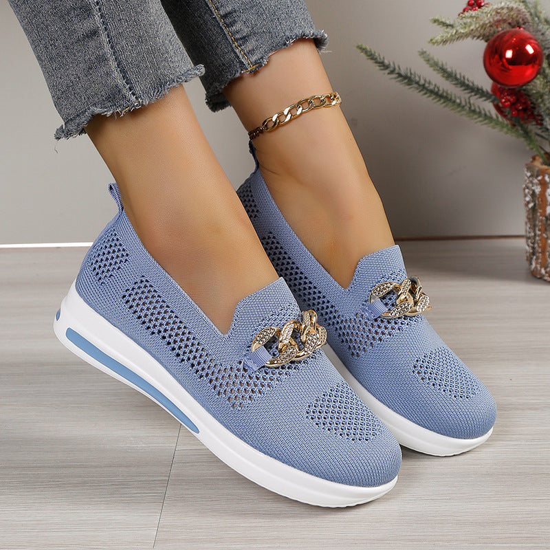 W&W Mode - lässige Slip-On Sneaker Damen | Sneaker aus atmungsaktivem, flexiblem Strickmaterial