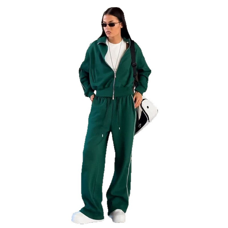Damen sportlicher Zip-Jacke und Hose Set WW