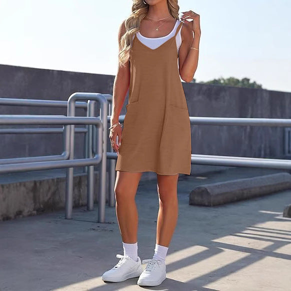 Damen Freizeitkleid mit praktischen Taschen und lockerem Schnitt W&W Mode