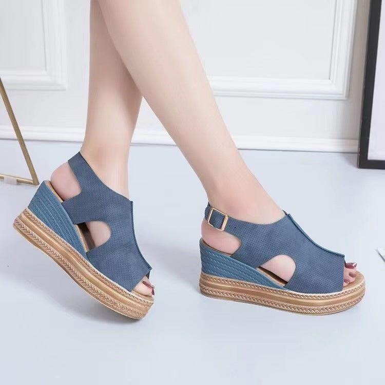 Damen Wedge-Pantoletten mit ausgefallenem Riemendesign und hochwertiger Jute-Sohle WW