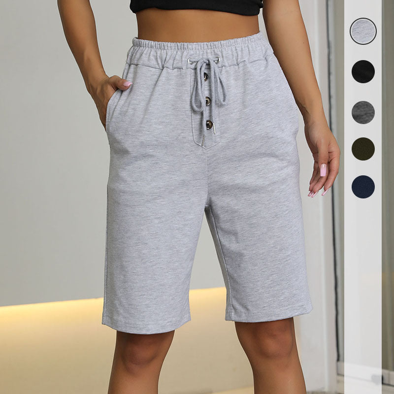 Damen sportliche Shorts mit elastischem Bund und seitlichen Taschen WW