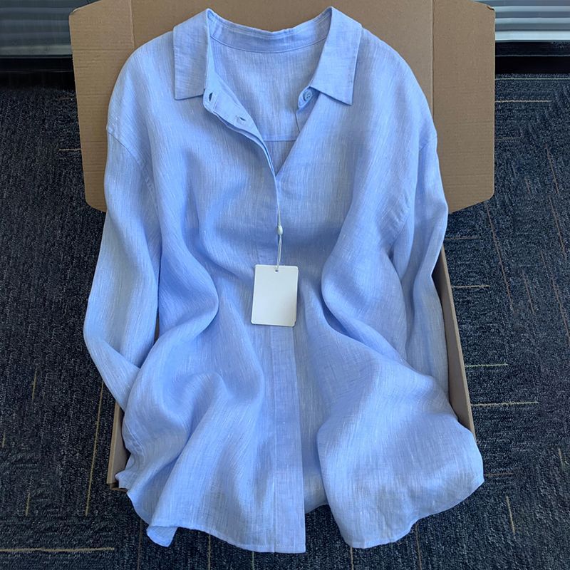 Damen Leichte Bluse aus atmungsaktivem Leinen mit lässigem Schnitt WW