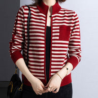 Damen Strickjacke mit Stehkragen und Reißverschluss WW