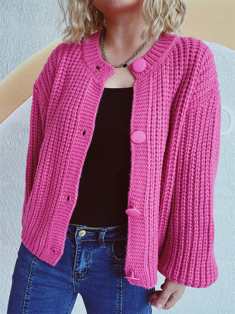WW Große runde Knopf verkürzte Strickjacke