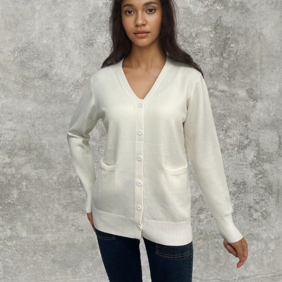 Damen Strickcardigan mit Knopfdetails und tiefen Taschen WW