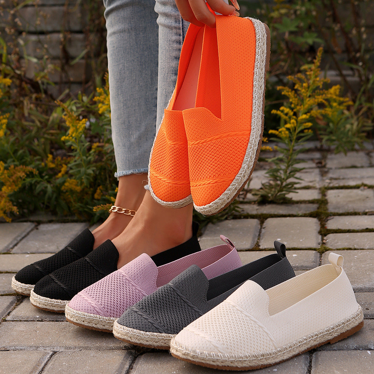 Damen Espadrilles mit atmungsaktiver Obermaterialstruktur und bequemer Sohle WW